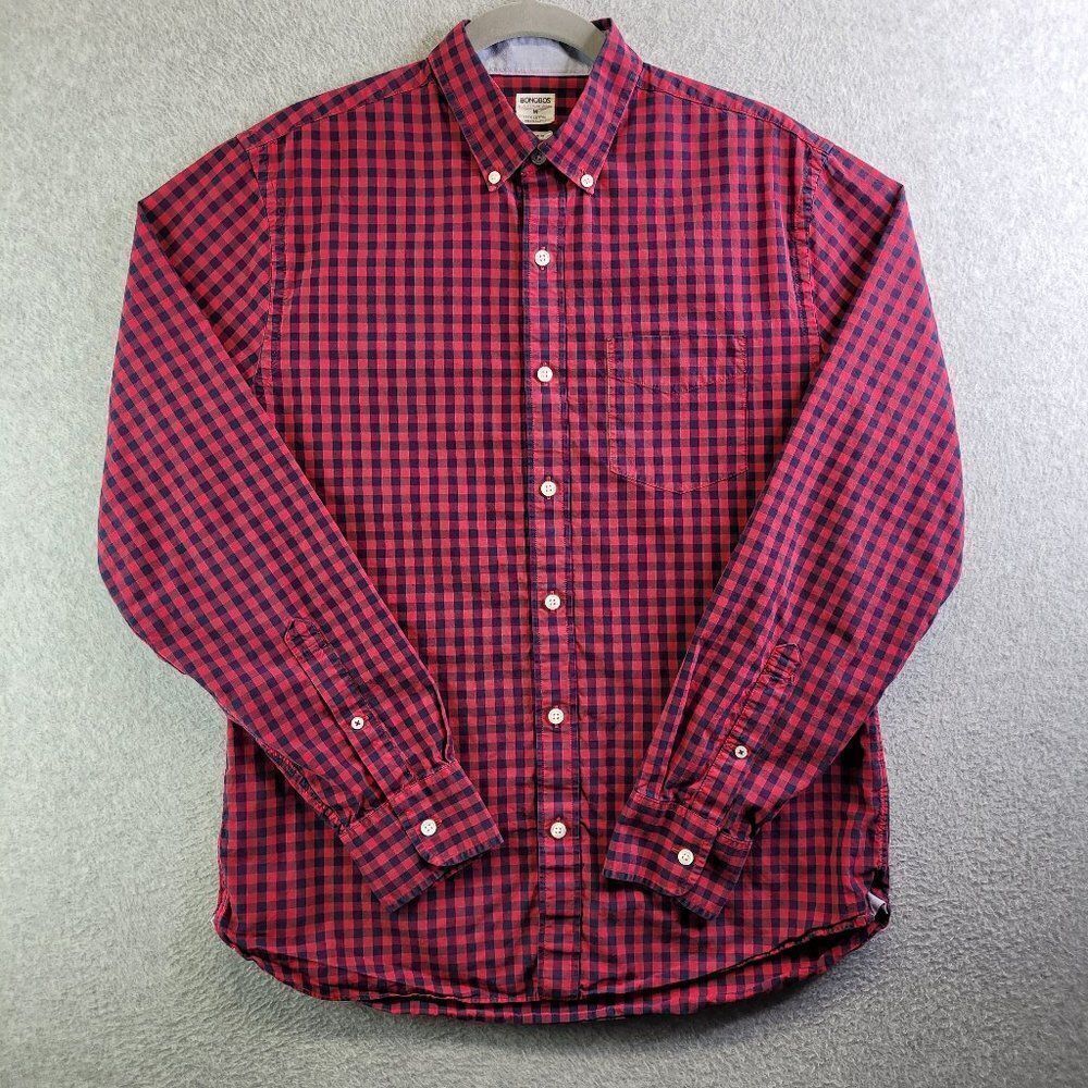 Bonobos Shirt Mens Medium Red Check Plaid Standard Fit Athleisure Golf Preppy